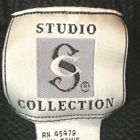 Vtg Studio Collection Sweater Black Jewel Turqoise - Picture 6 of 8